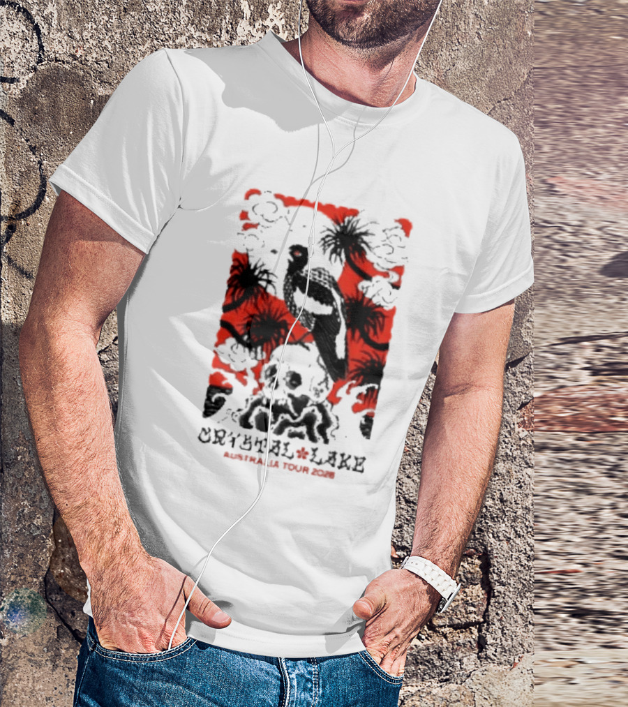 Crystal Lake Australia Tour 2026 Bird Skull Tropical T-Shirt