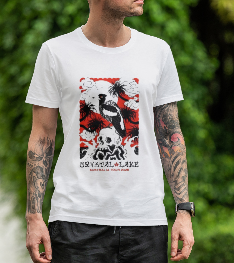 Crystal Lake Australia Tour 2026 Bird Skull Tropical T-Shirt