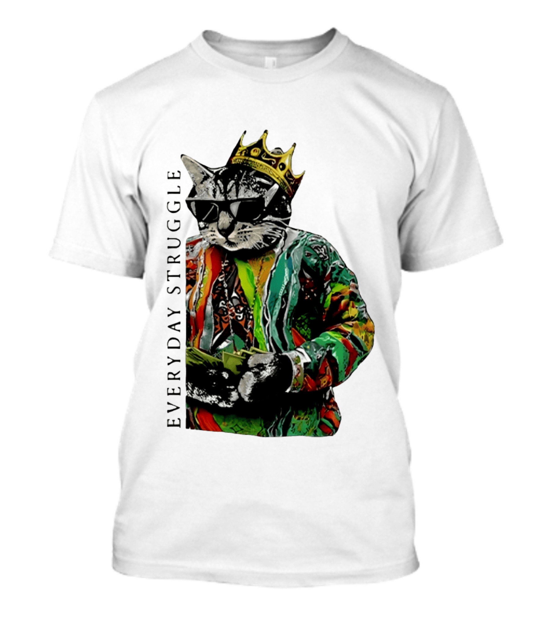 Everyday Struggle Notorious B.I.G Cat Meme Crown Sunglasses T-Shirt