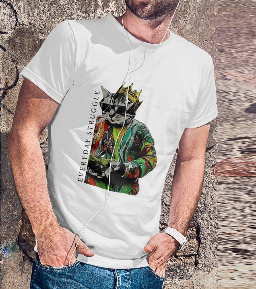 Everyday Struggle Notorious B.I.G Cat Meme Crown Sunglasses T-Shirt