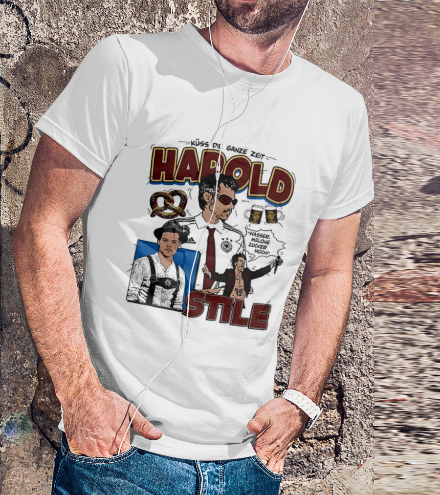 Harold Stile Kuss Die Ganze Zeit Comic Pretzel Sunglasses Police T-Shirt