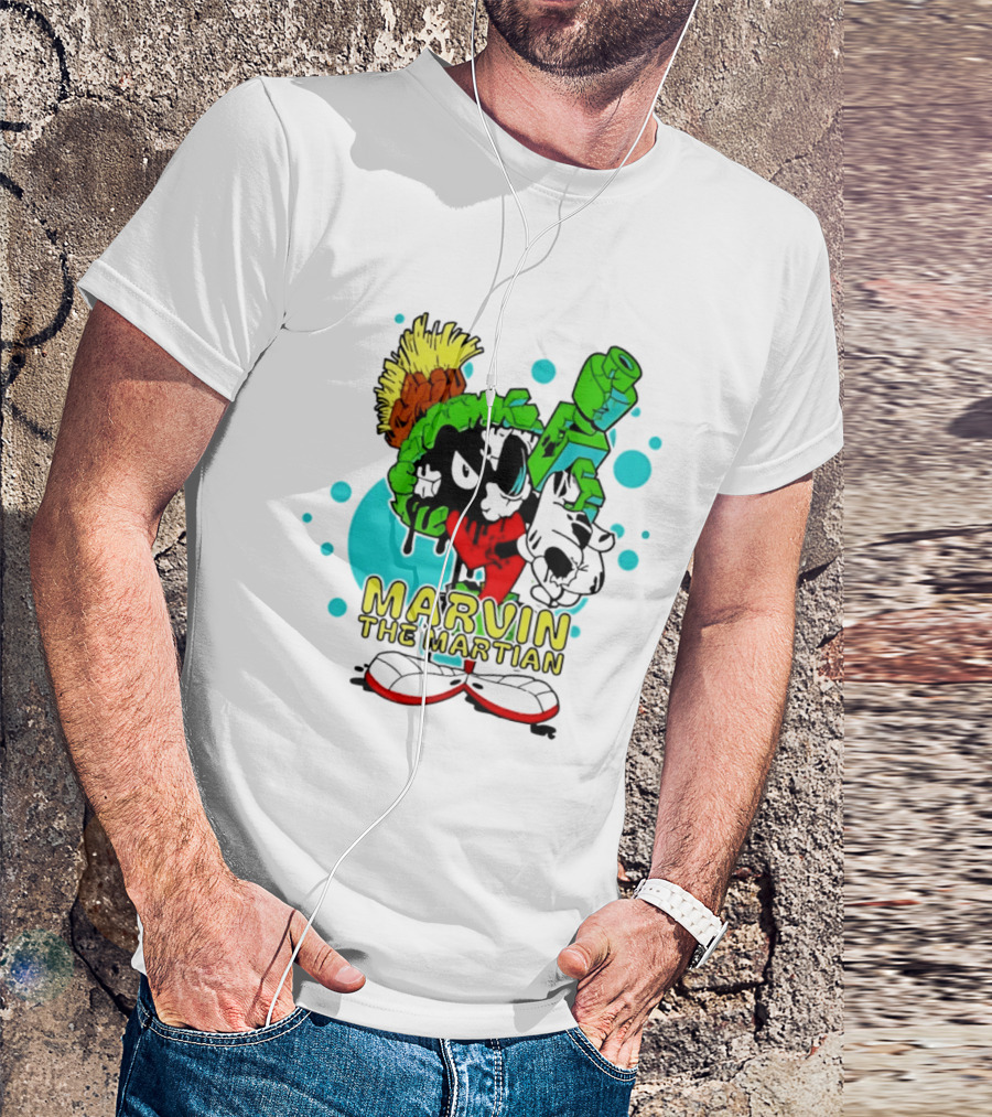 Marvin The Martian Retro Cartoon Character With Ray Gun T-Shirt