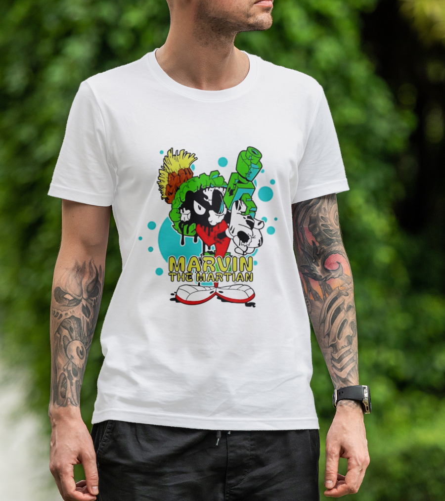 Marvin The Martian Retro Cartoon Character With Ray Gun T-Shirt