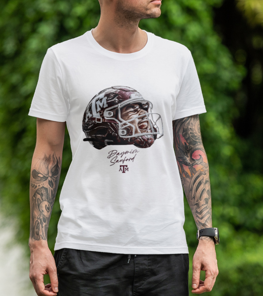 Texas A&M Aggies Football Helmet Game Face Daymion Sanford NCAA T-Shirt