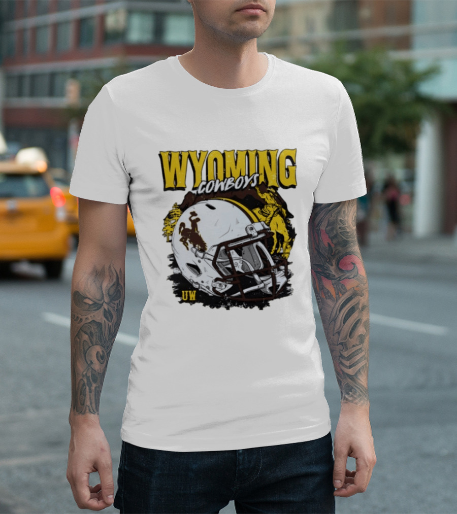 Wyoming Cowboys UW Football Helmet NCAA T-Shirt