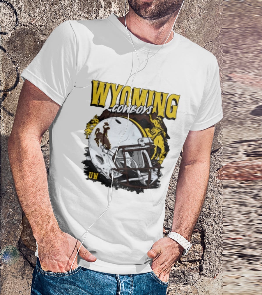 Wyoming Cowboys UW Football Helmet NCAA T-Shirt