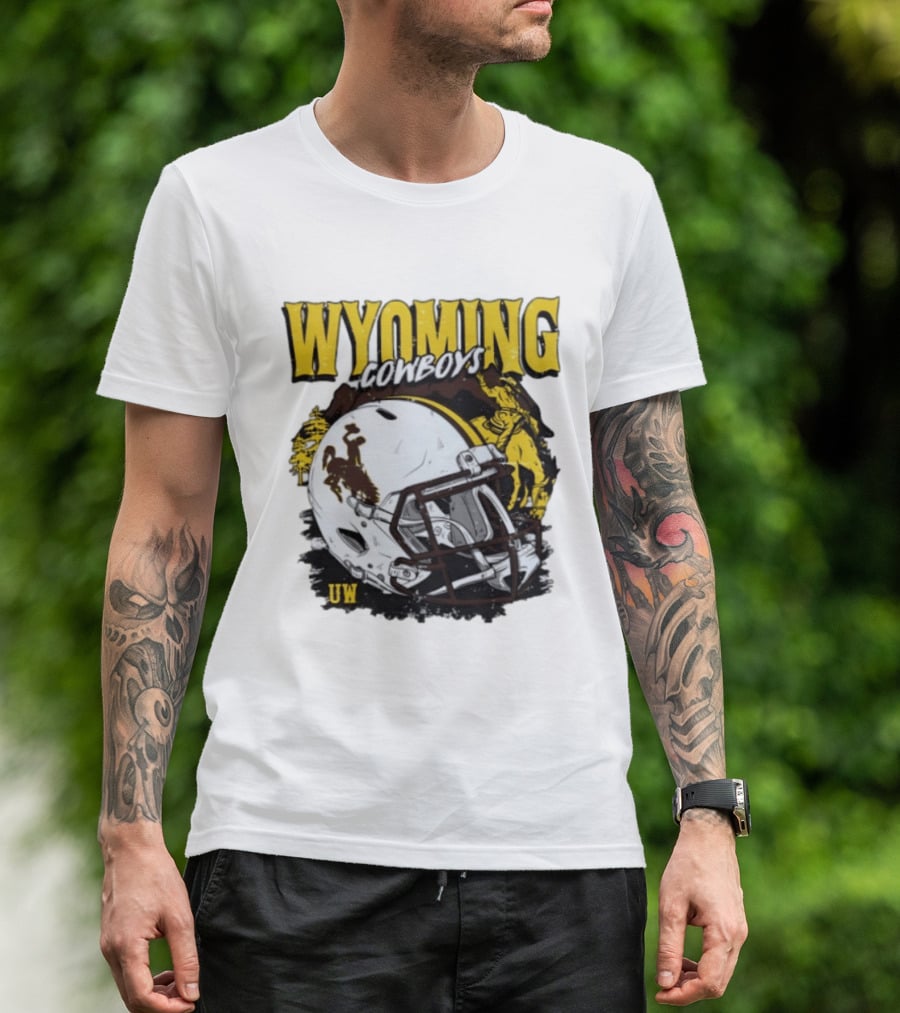 Wyoming Cowboys UW Football Helmet NCAA T-Shirt