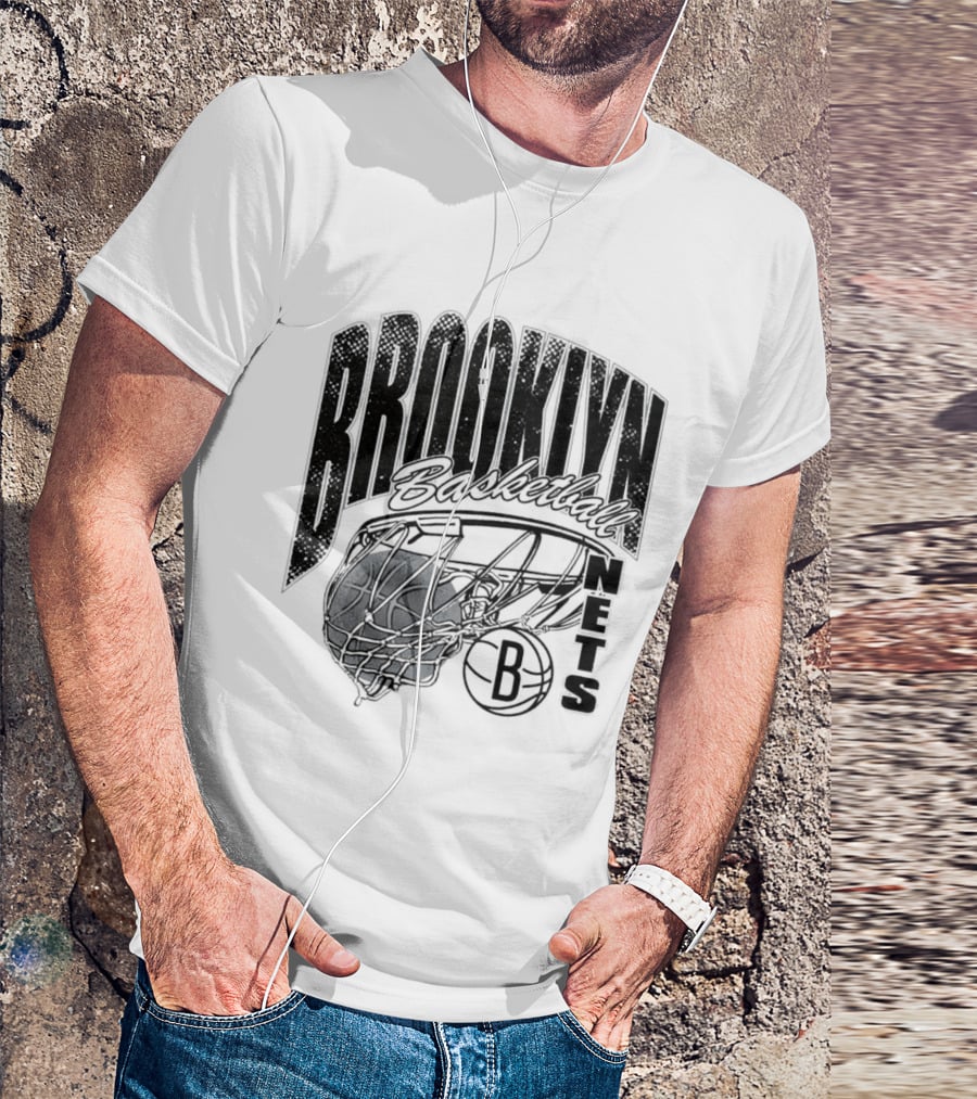 Brooklyn Basketball Nets Swish Ball Script T-Shirt