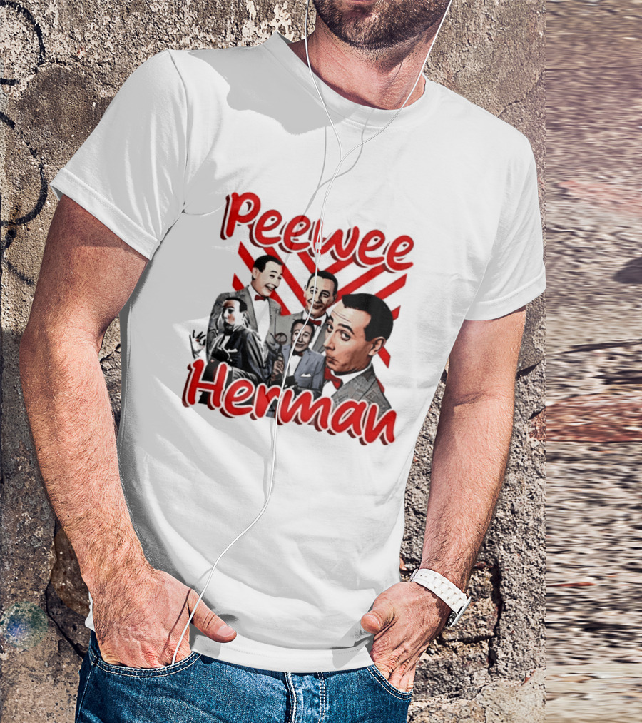 Peewee Herman Iconic Characters Collage Red And Black T-Shirt