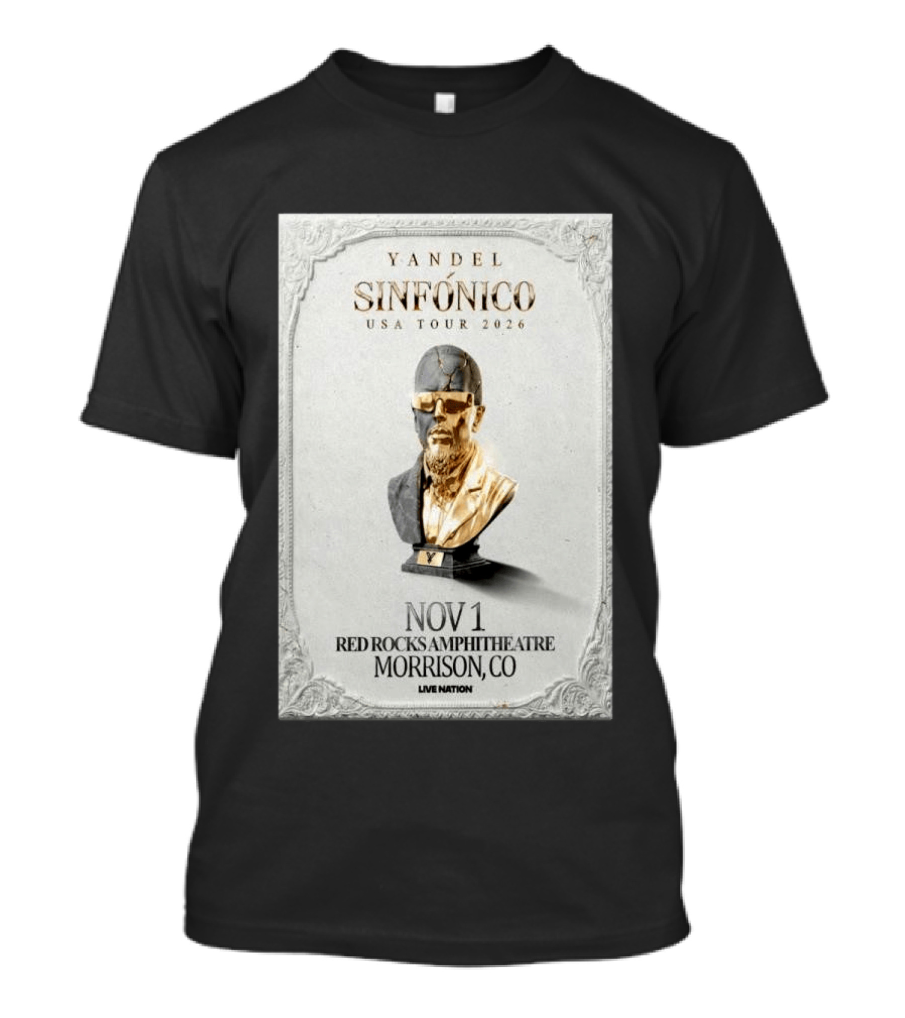 Yandel Sinfónico USA Tour 2026 Nov 1 Red Rocks Amphitheatre Morrison CO Live Nation T-Shirt
