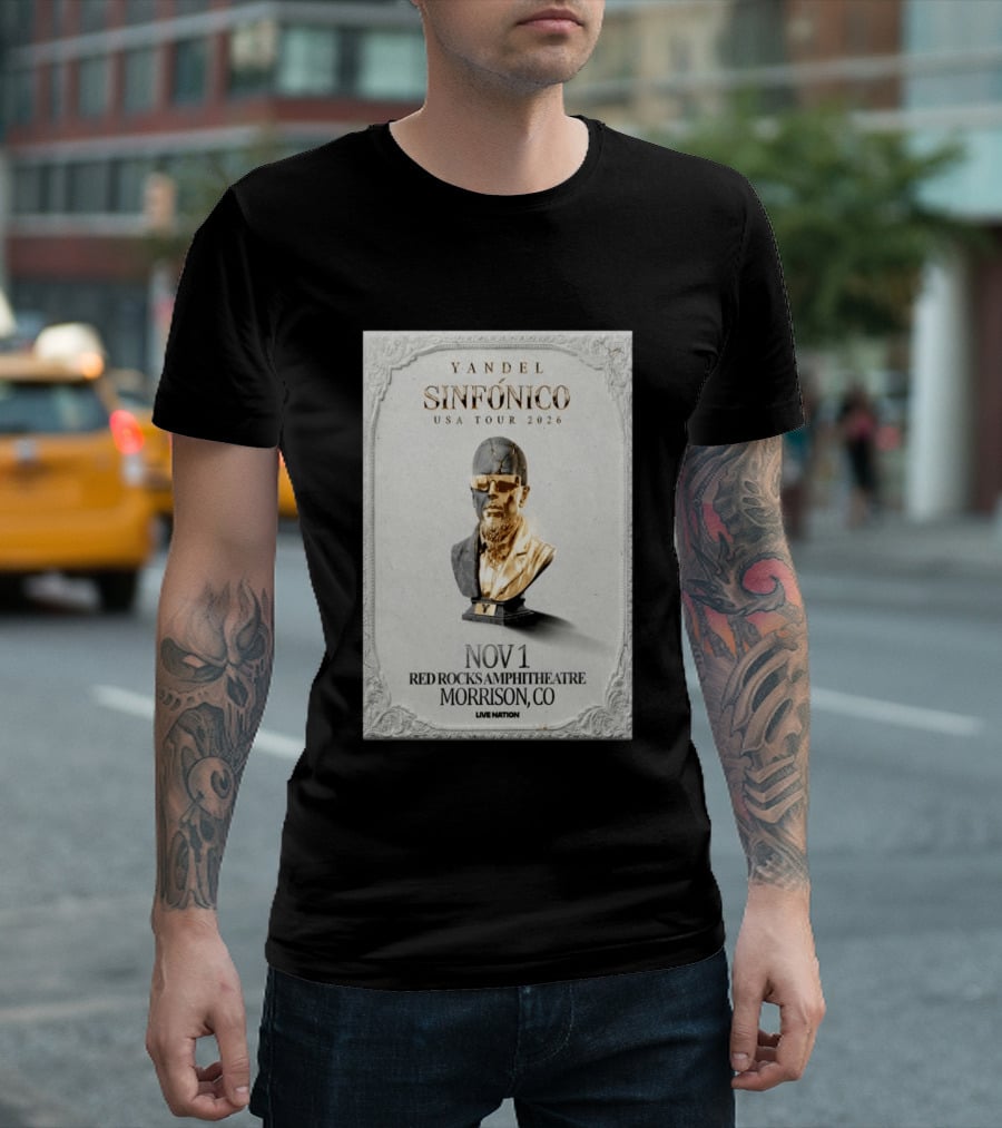 Yandel Sinfónico USA Tour 2026 Nov 1 Red Rocks Amphitheatre Morrison CO Live Nation T-Shirt