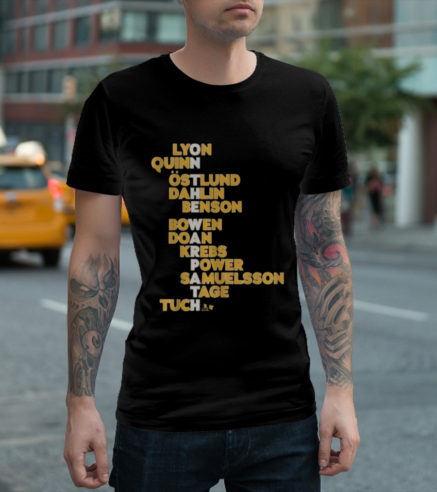 Buffalo Hockey On The Warpath Lyon Quinn Östlund Dahlin Benson Buffalo 2026 T-Shirt