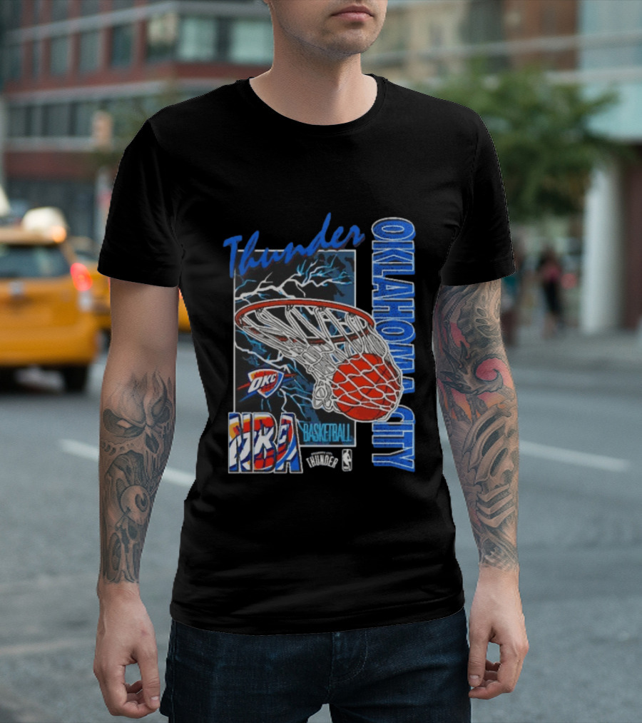 Oklahoma City Thunder NBA Basketball Net Lightning OKC T-Shirt