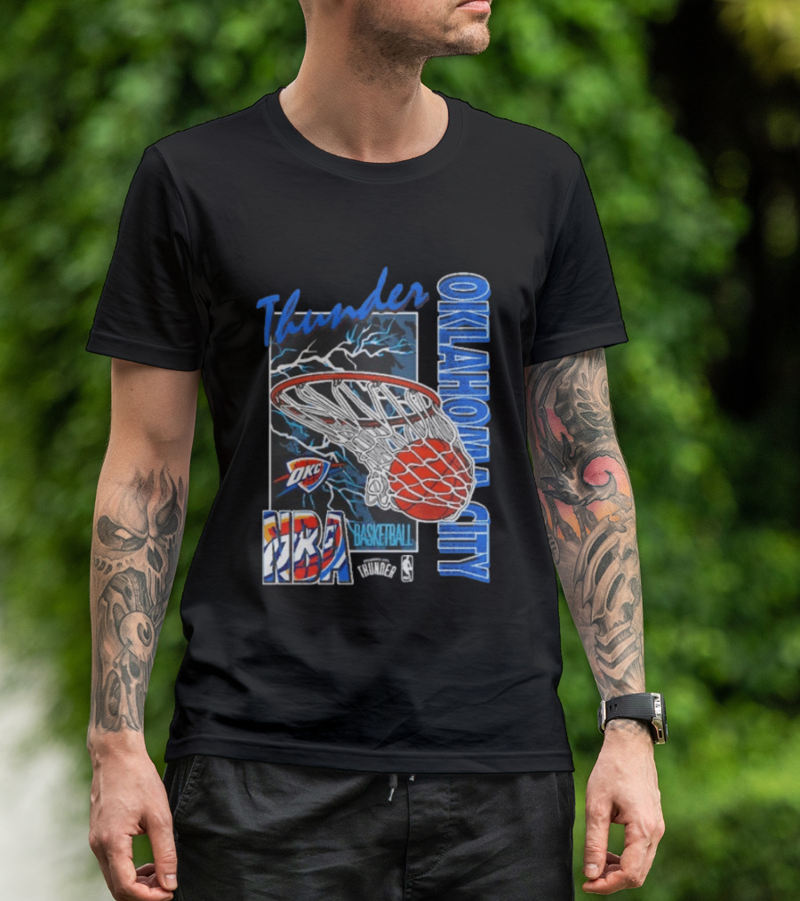 Oklahoma City Thunder NBA Basketball Net Lightning OKC T-Shirt