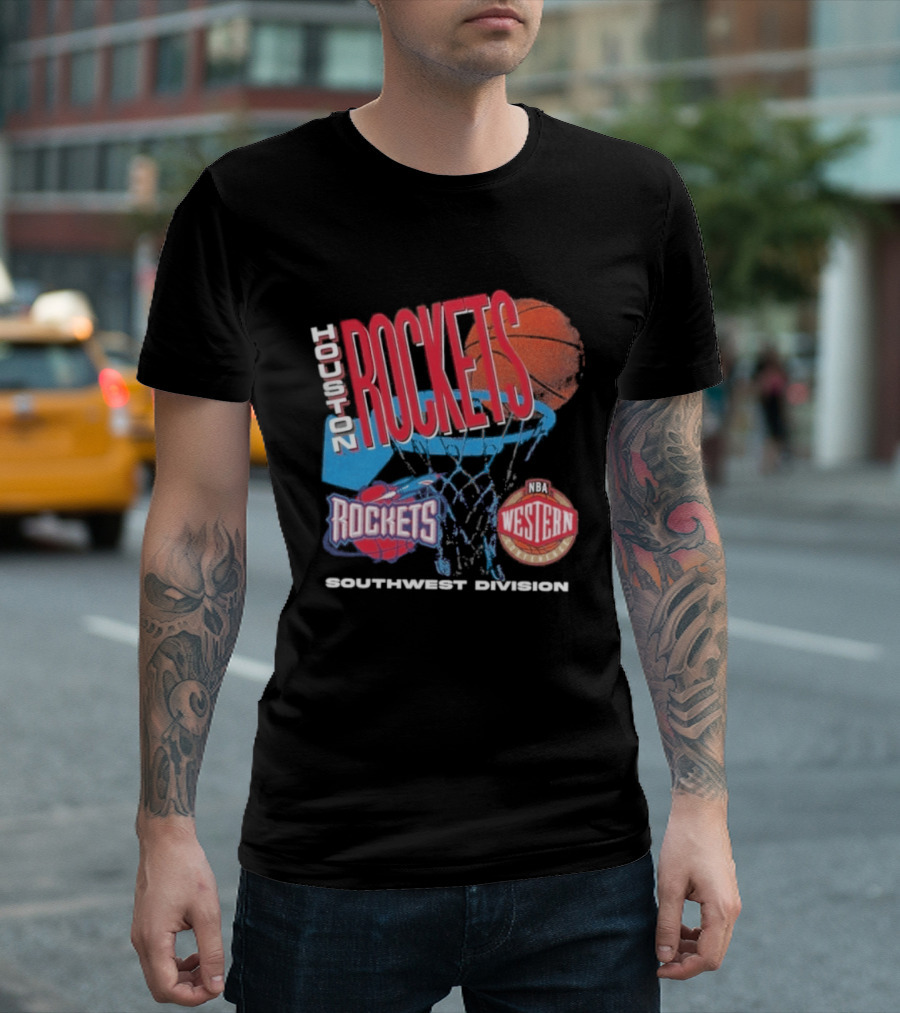Houston Rockets Southwest Division NBA Western Hardwood Classics 90s Basketball Team T-Shirt