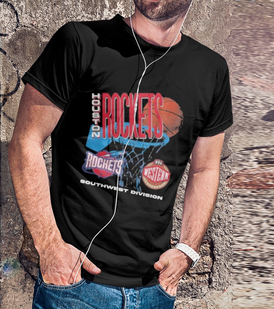 Houston Rockets Southwest Division NBA Western Hardwood Classics 90s Basketball Team T-Shirt