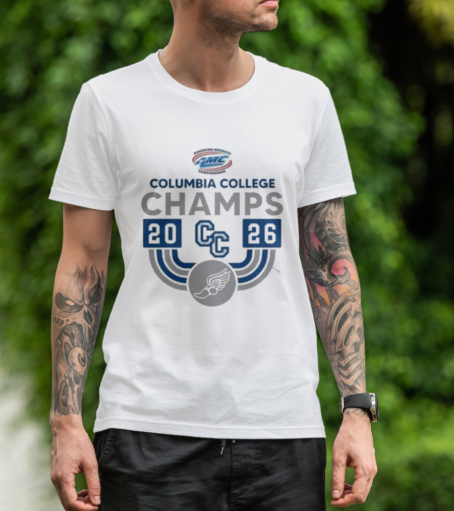 American Midwest Conference Columbia College Champs 2026 CC Indoor Track And Field T-Shirt