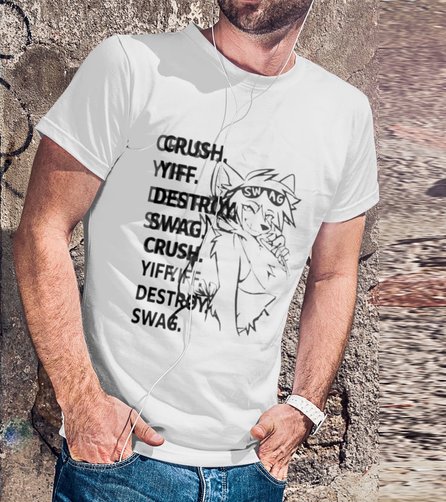 Crush Yiff Destroy Swag Fox Character Sunglasses T-Shirt