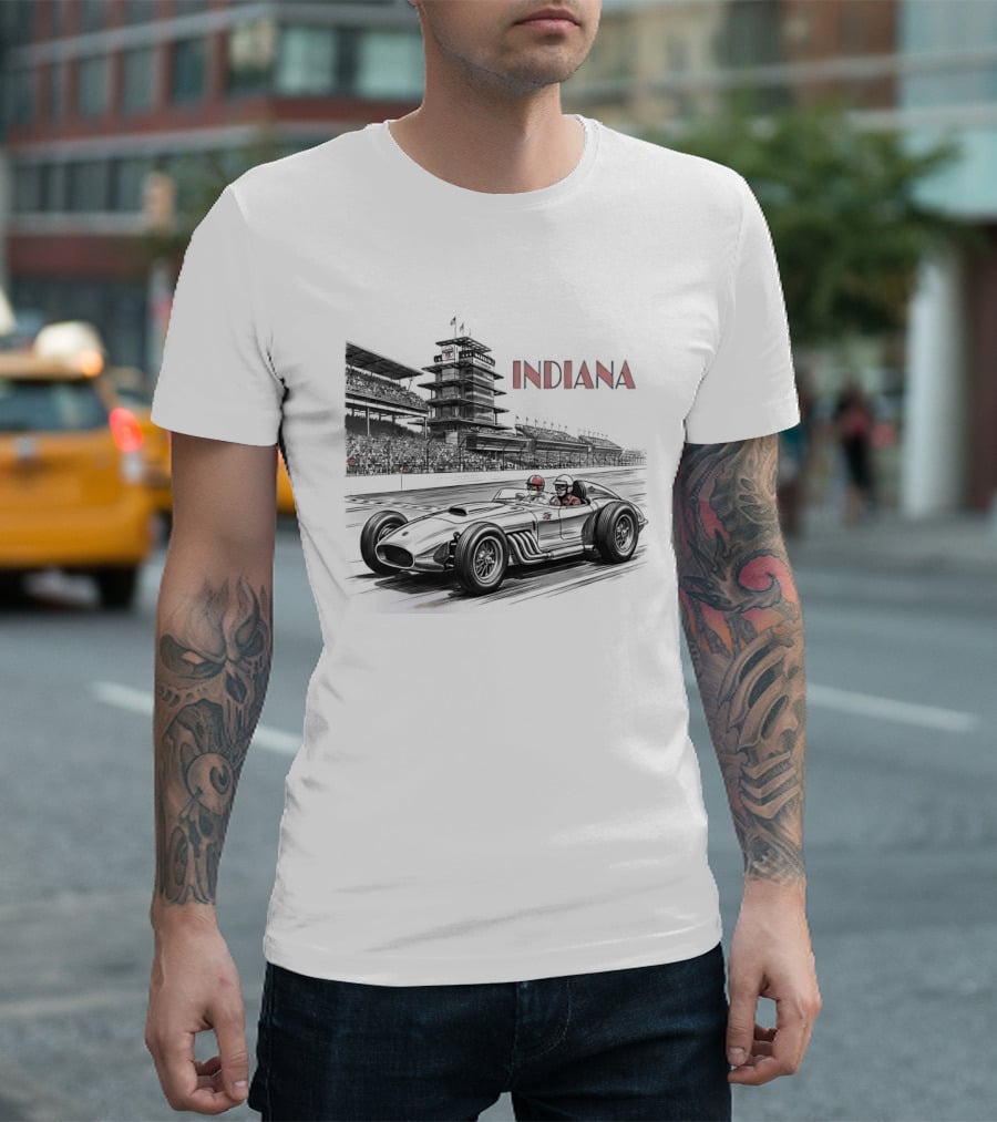 Indiana Indianapolis Motor Speedway Indy 500 Racing Car T-Shirt