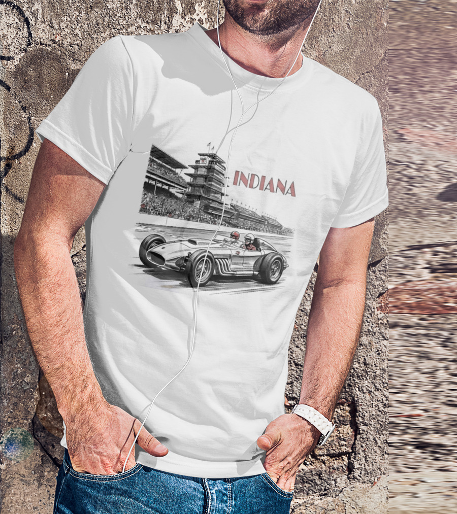 Indiana Indianapolis Motor Speedway Indy 500 Racing Car T-Shirt