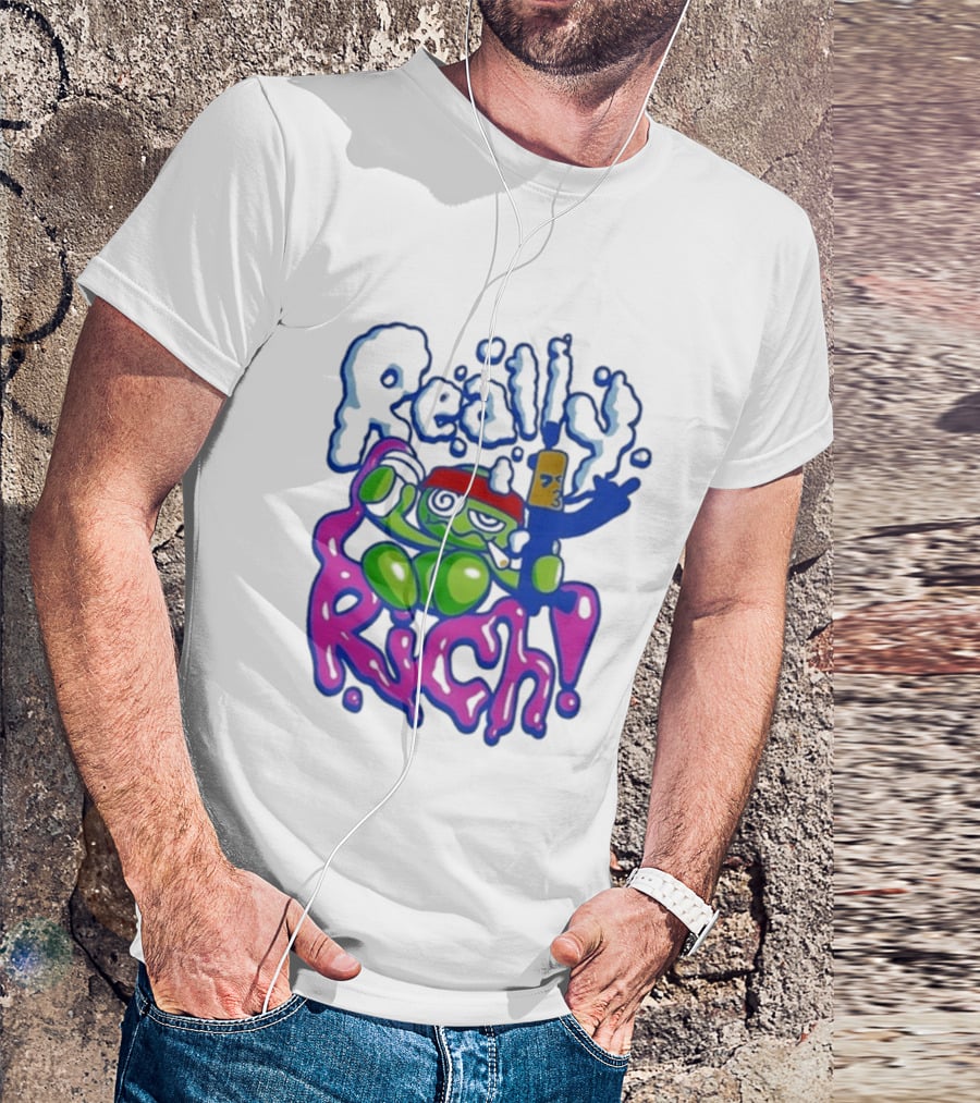 Really Rich Frog With Red Headband And Bottle T-Shirt