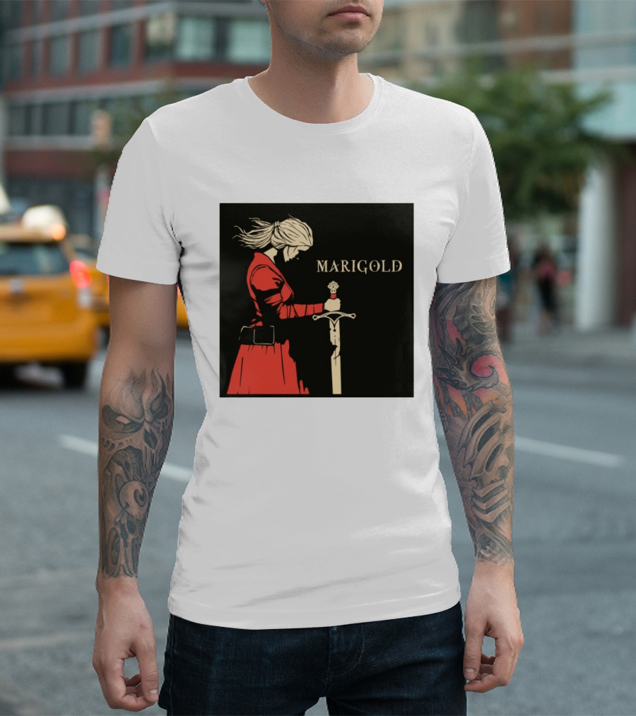 Marigold Witch Bolt Warrior Woman With Sword T-Shirt