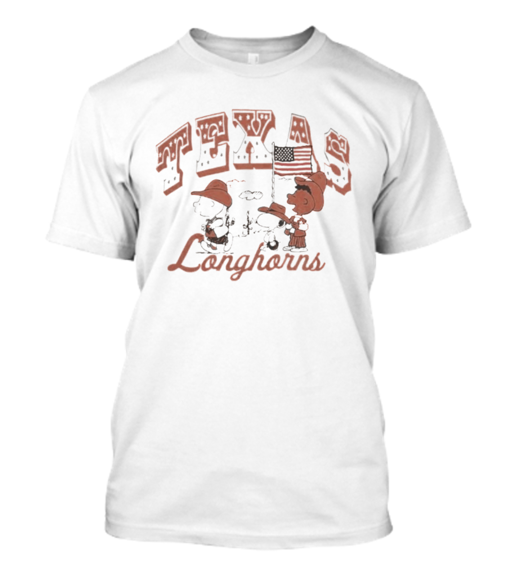 Peanuts Texas Longhorns Charlie Brown Snoopy Baseball Tex Mex T-Shirt