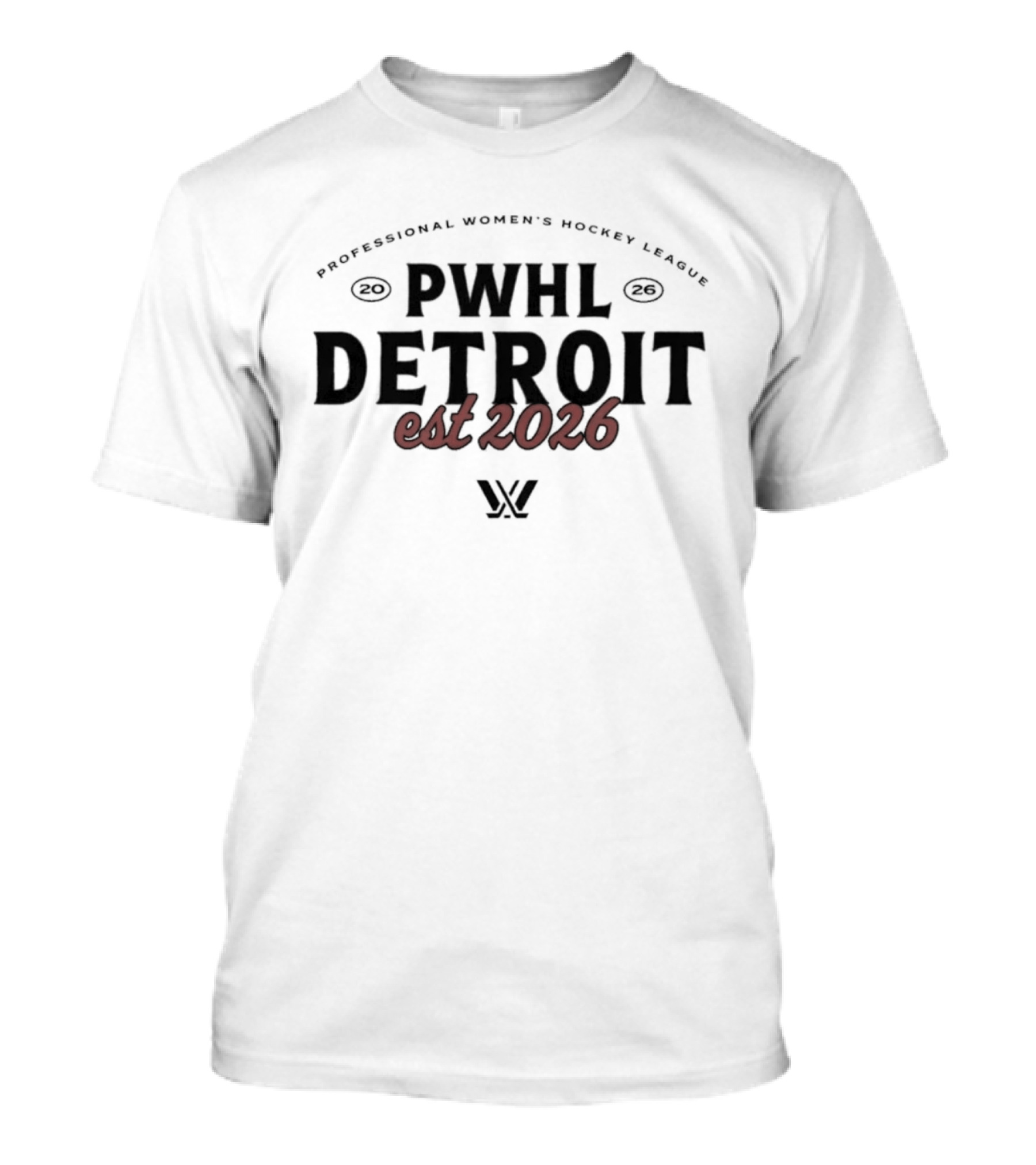PWHL Detroit Est 2026 Professional Women's Hockey League Essentials T-Shirt