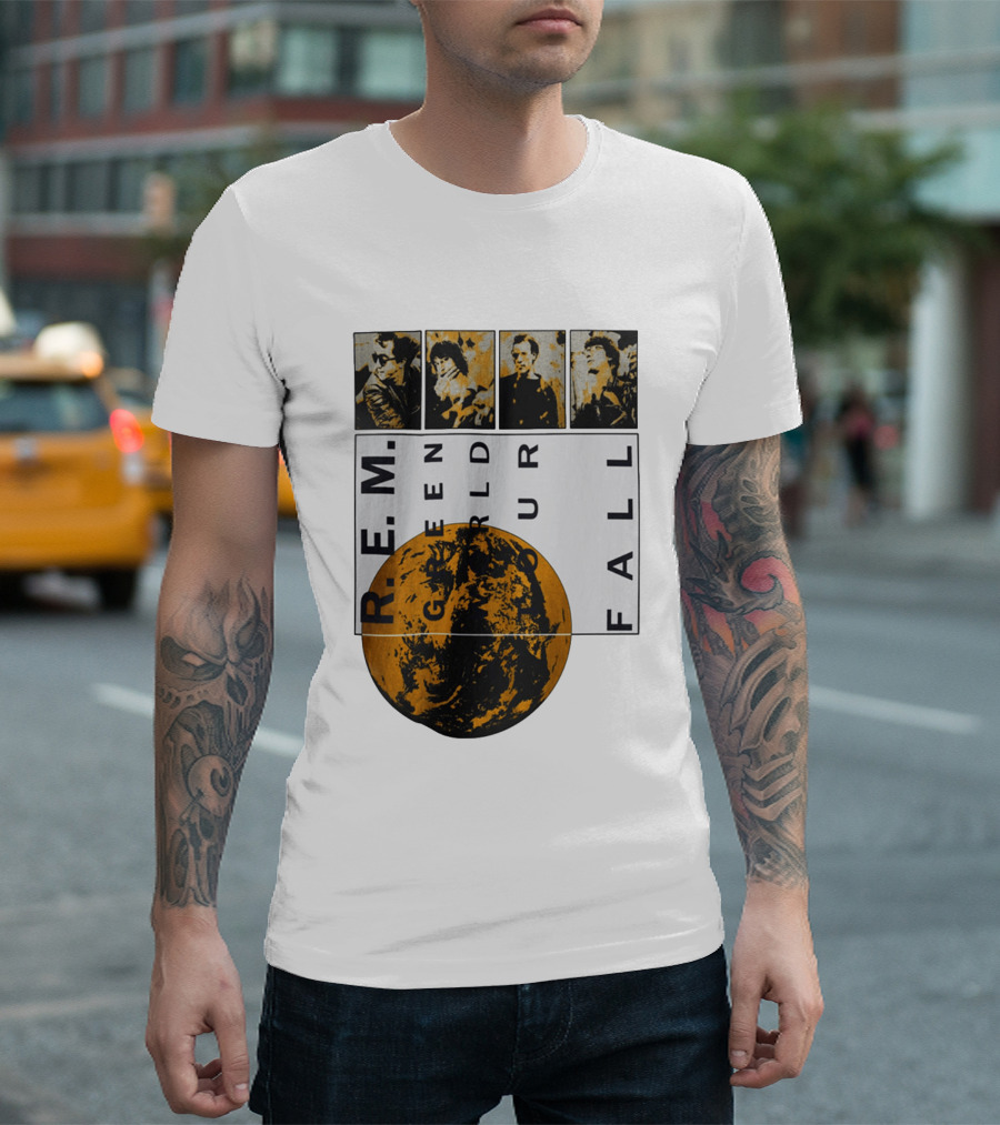 R.E.M. 1989 Green World Tour Fall Vintage Planet Band Photography T-Shirt