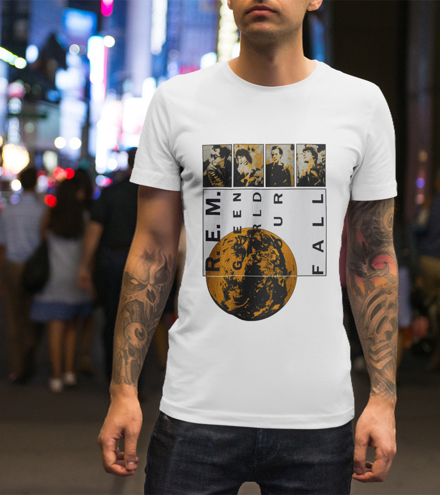 R.E.M. 1989 Green World Tour Fall Vintage Planet Band Photography T-Shirt