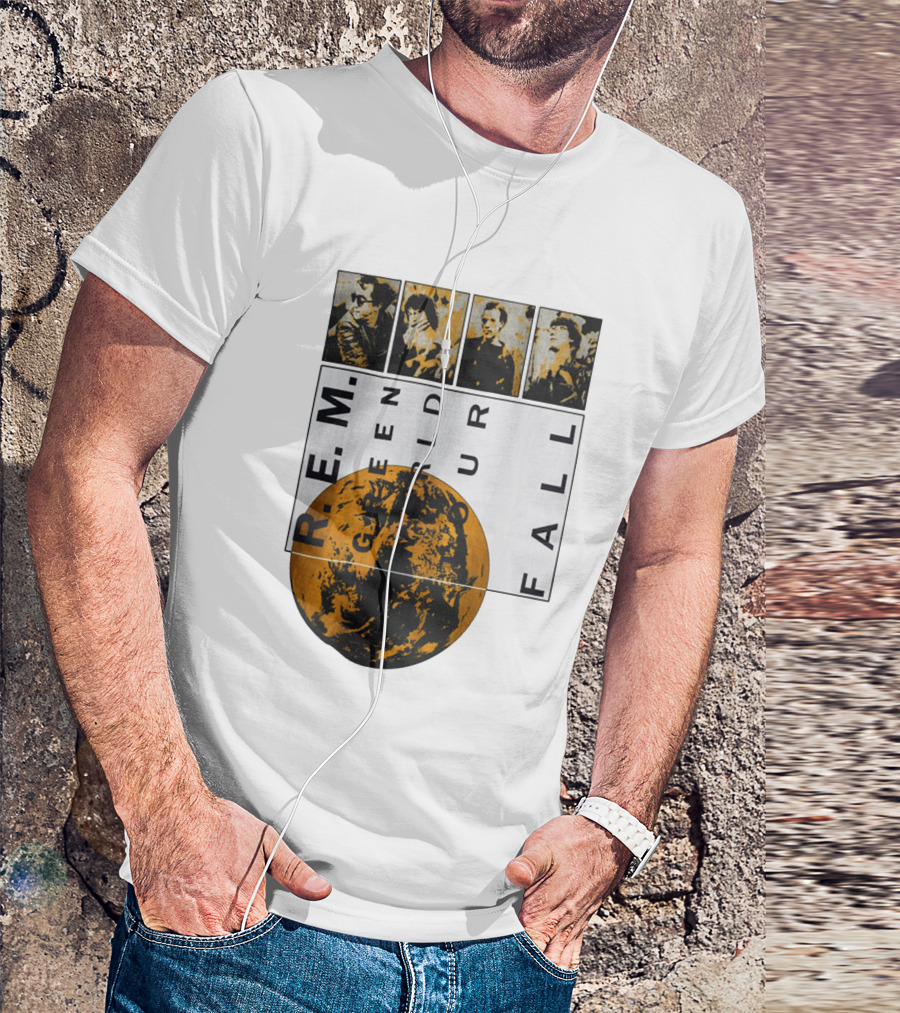 R.E.M. 1989 Green World Tour Fall Vintage Planet Band Photography T-Shirt