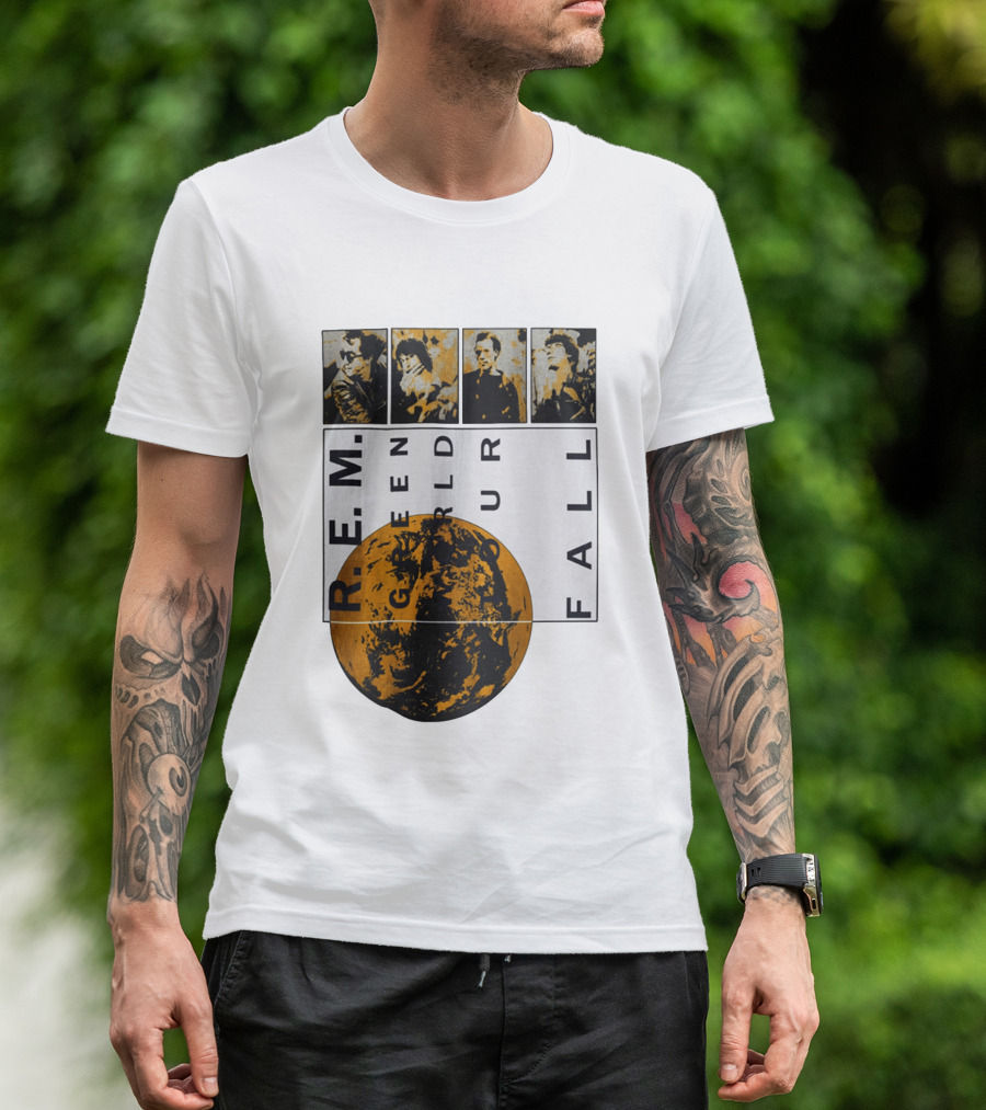 R.E.M. 1989 Green World Tour Fall Vintage Planet Band Photography T-Shirt