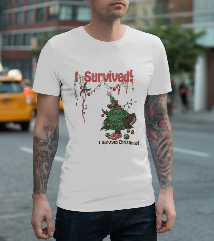 I Survived Christmas Funny Holiday Tree Celebration T-Shirt