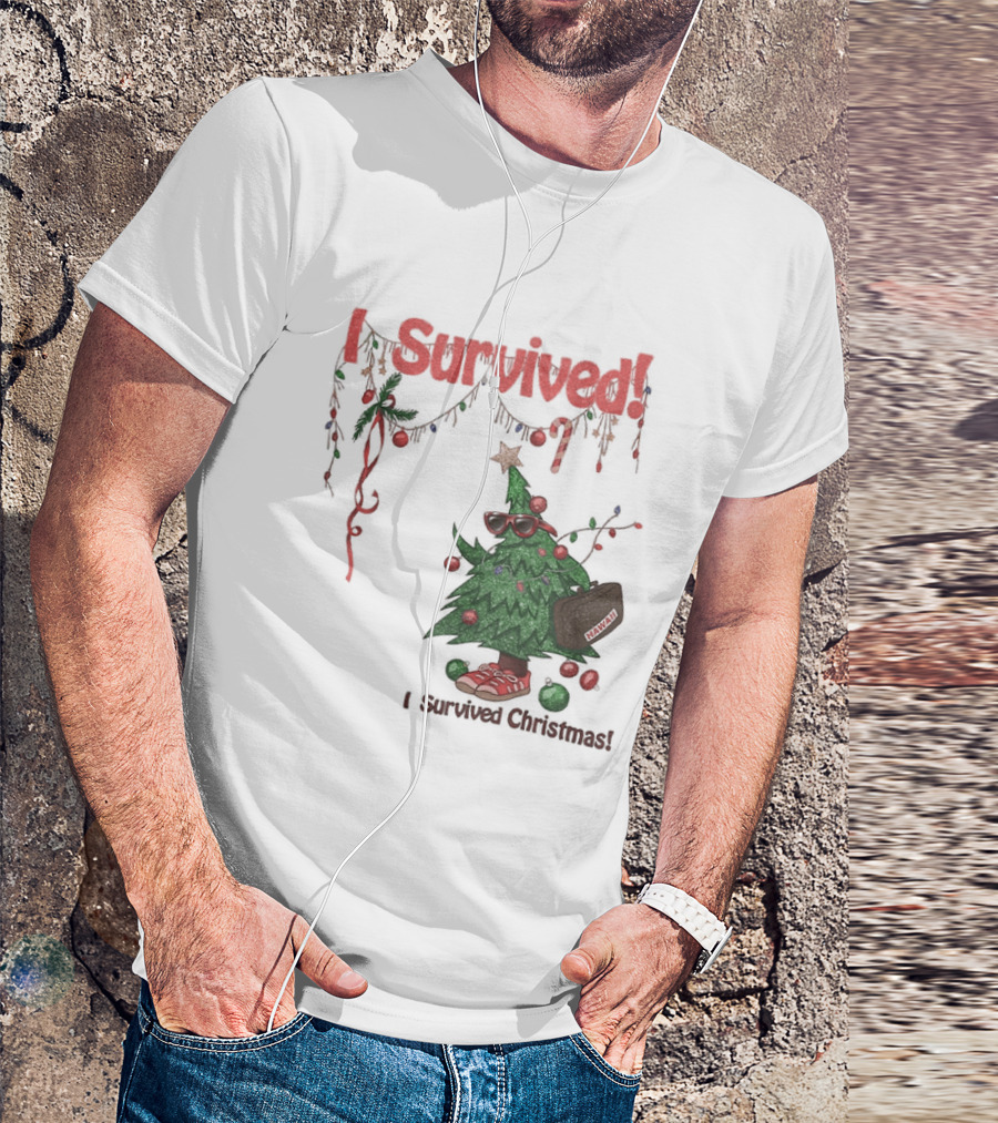 I Survived Christmas Funny Holiday Tree Celebration T-Shirt