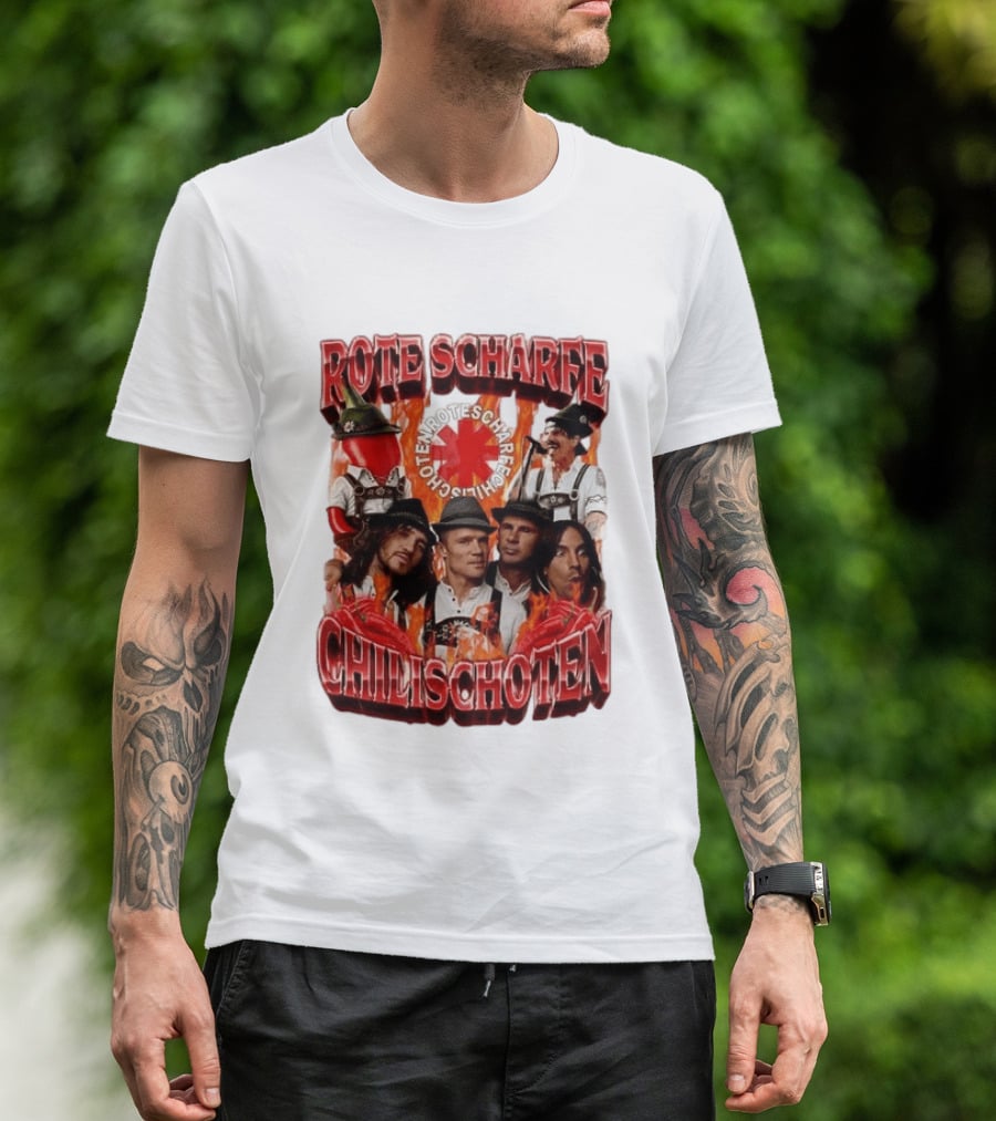 Rote Scharfe Chilischoten Lederhosen Band Mitglieder Custom T-Shirt