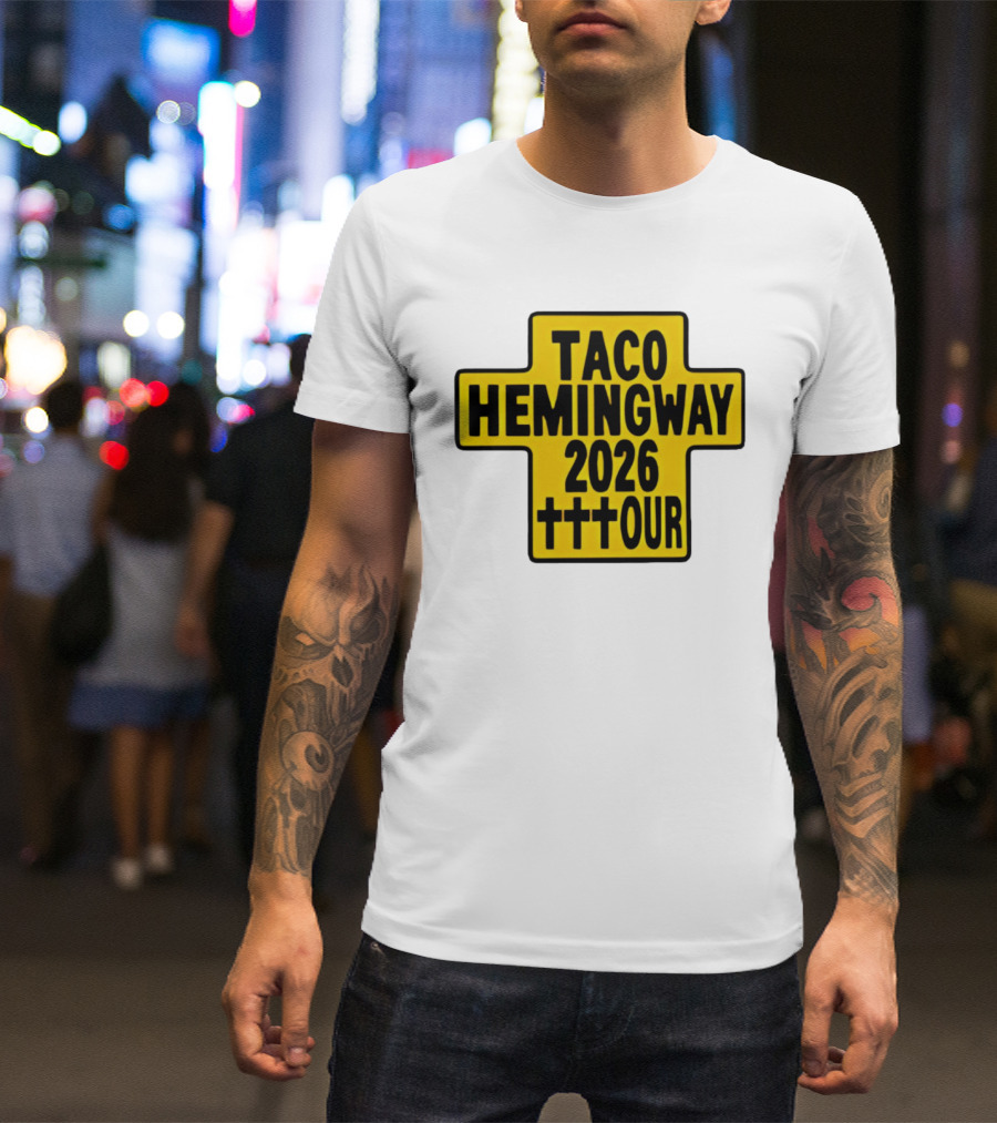 Taco Hemingway 2026 Tour Cross Symbol With Triple Crosses T-Shirt