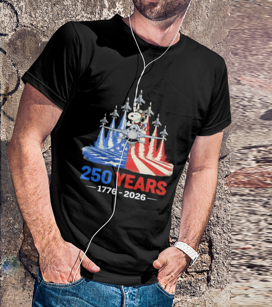 250 Years 1776 2026 Snoopy American Flag Jets T-Shirt