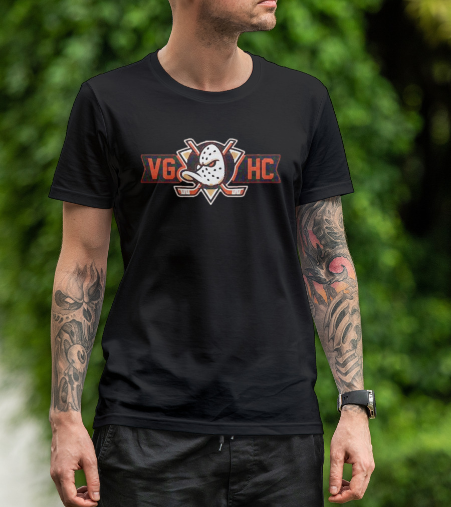 Anaheim Ducks VGHC Hockey Mask Crossed Sticks T-Shirt