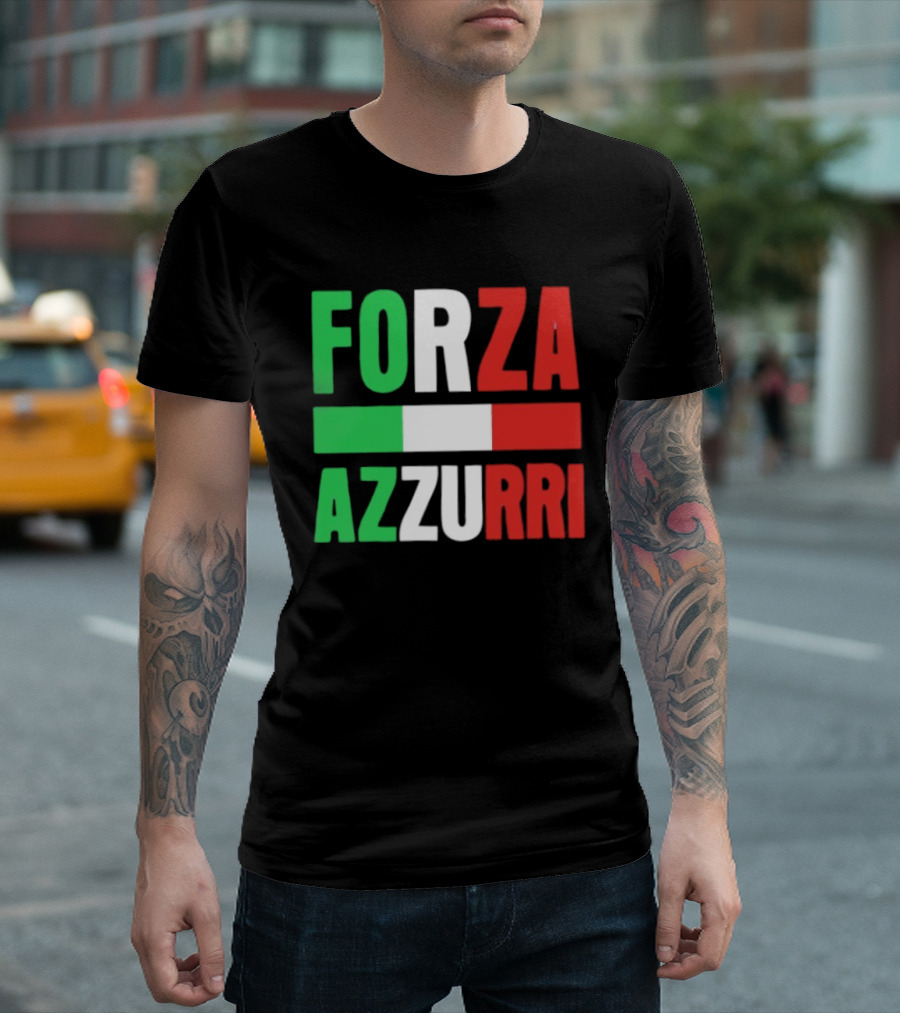 Forza Azzurri Italy Italian Flag Supporters T-Shirt