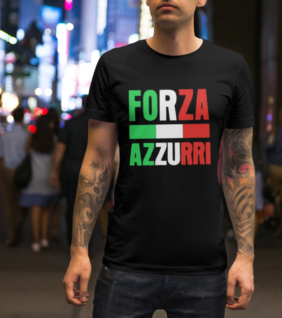 Forza Azzurri Italy Italian Flag Supporters T-Shirt