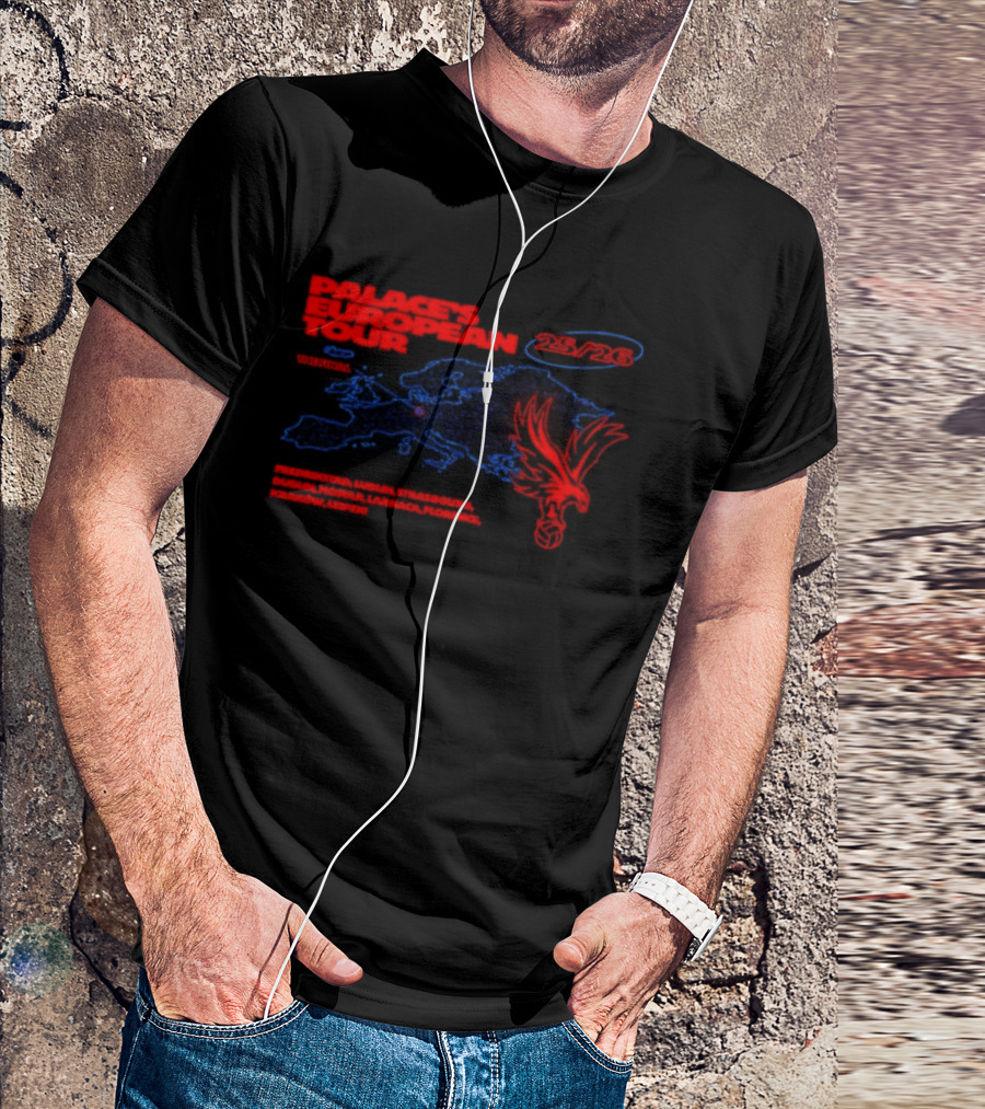 Crystal Palace European Tour 25 26 The Final Football Club Badge Winged Lion T-Shirt