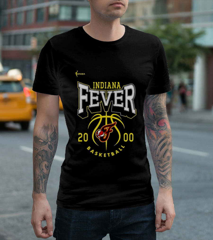 Indiana Fever Basketball 2000 Team Logo Yellow And Red T-Shirt