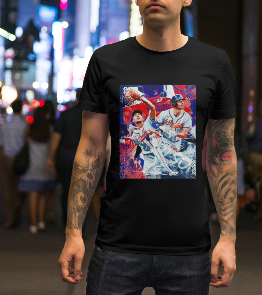 Matt Olson Atlanta Braves Baseball Action Collage T-Shirt