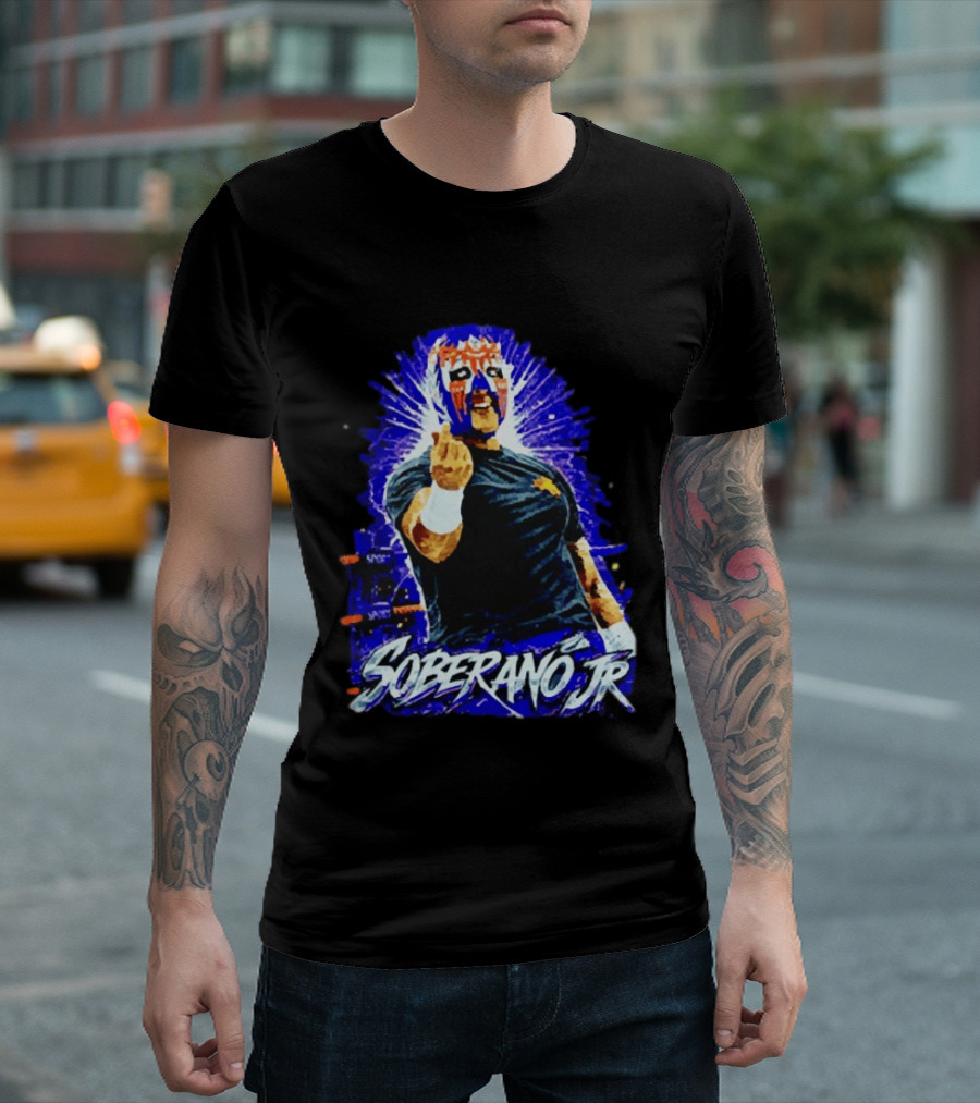 Soberano Jr Mexican Luchador Mask And Pose T-Shirt