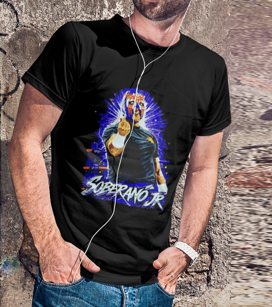 Soberano Jr Mexican Luchador Mask And Pose T-Shirt