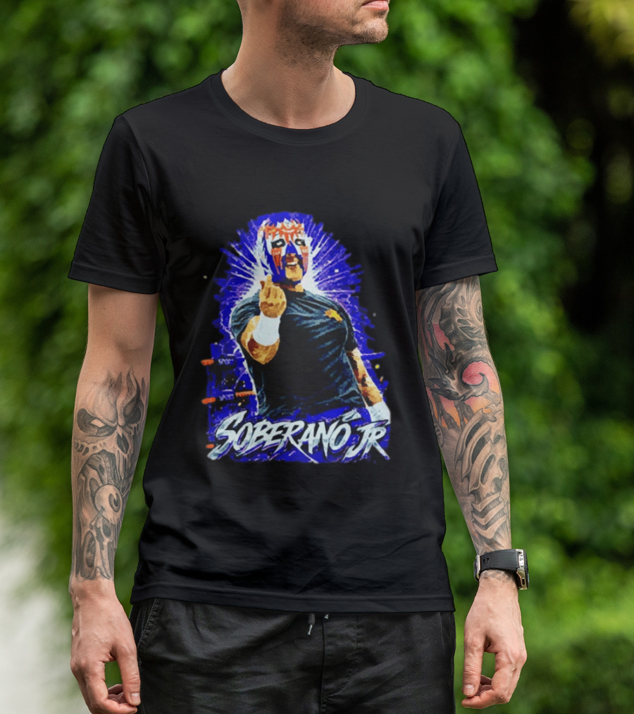 Soberano Jr Mexican Luchador Mask And Pose T-Shirt