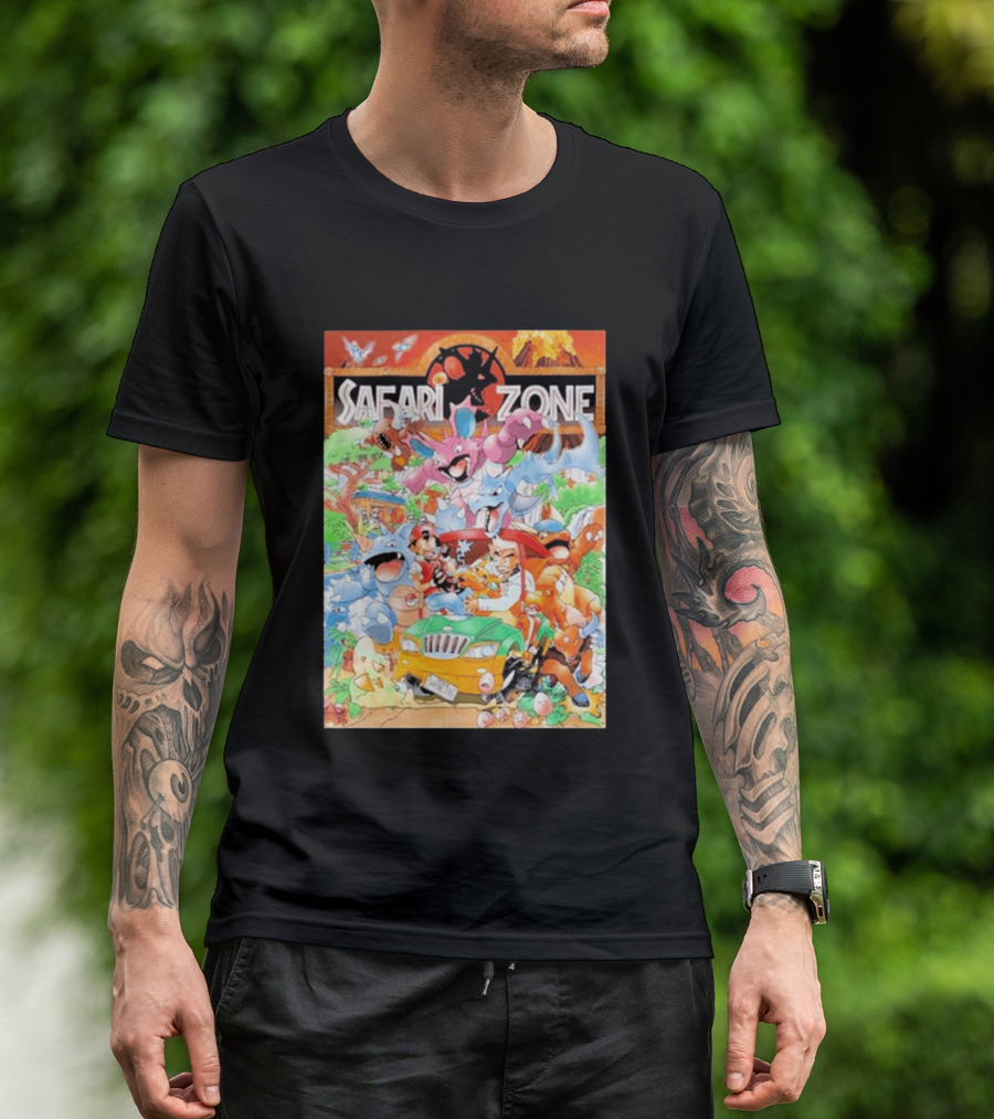 Safari Zone Adventure Pokémon Characters And Professor Interaction T-Shirt