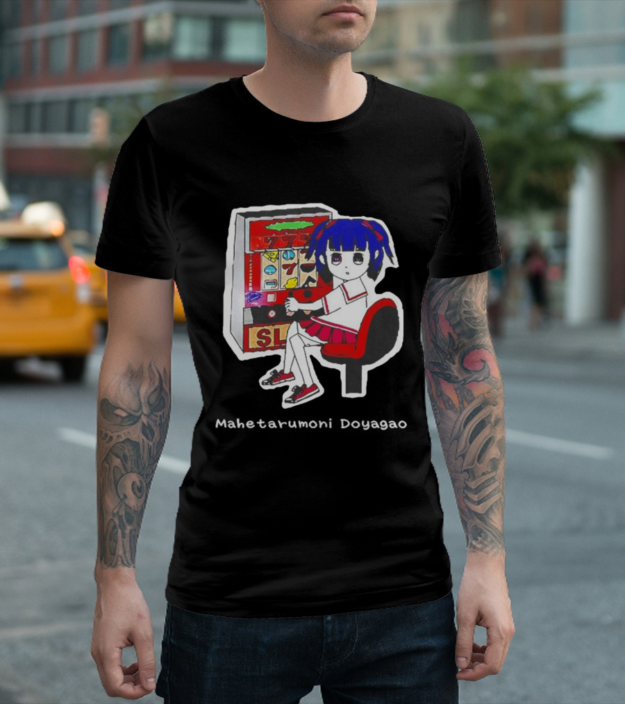 Production Jinrikisha Mahetarumoni Doyagao Anime Girl Slot Machine Seven Seven Seven T-Shirt
