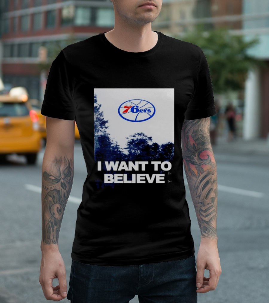 Philadelphia 76ers 6ers I Want To Believe UFO Basketball T-Shirt