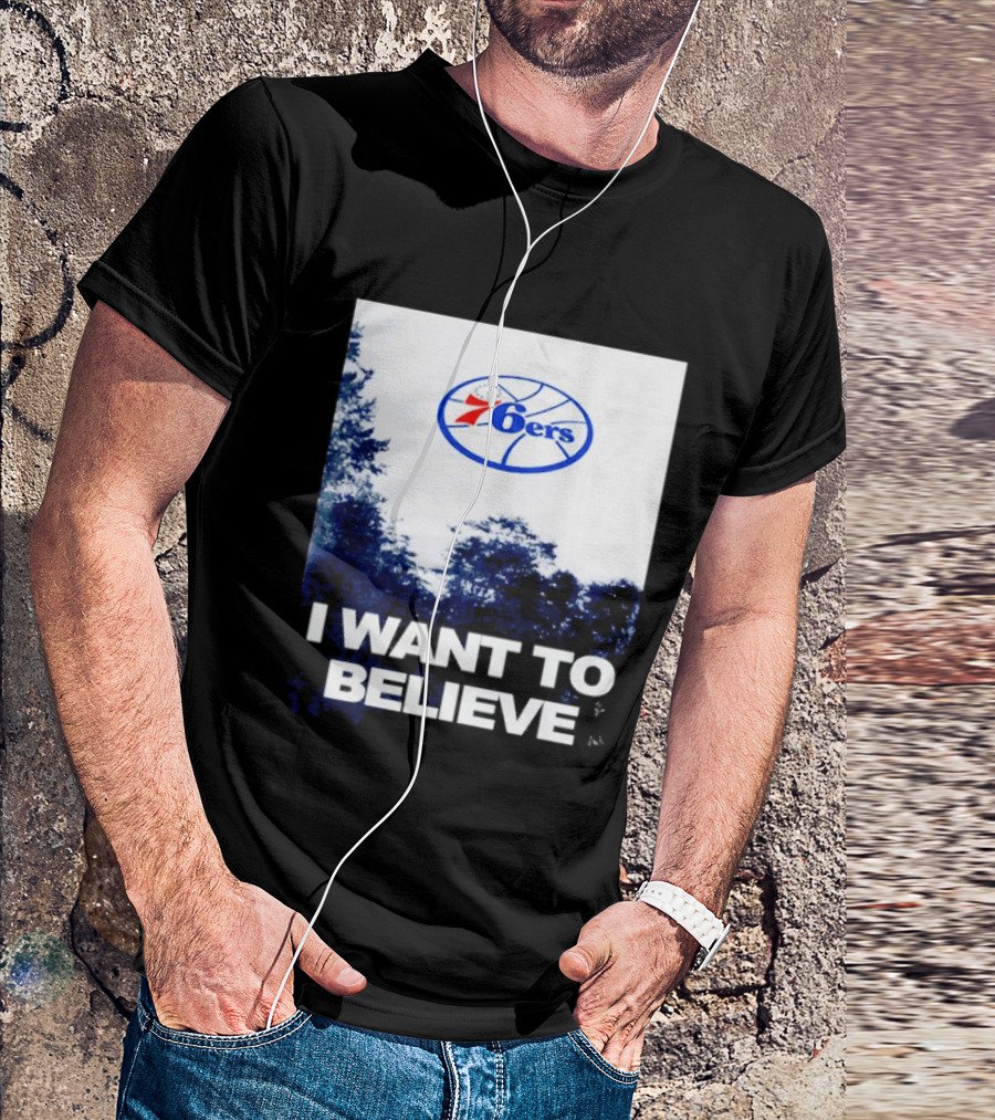 Philadelphia 76ers 6ers I Want To Believe UFO Basketball T-Shirt